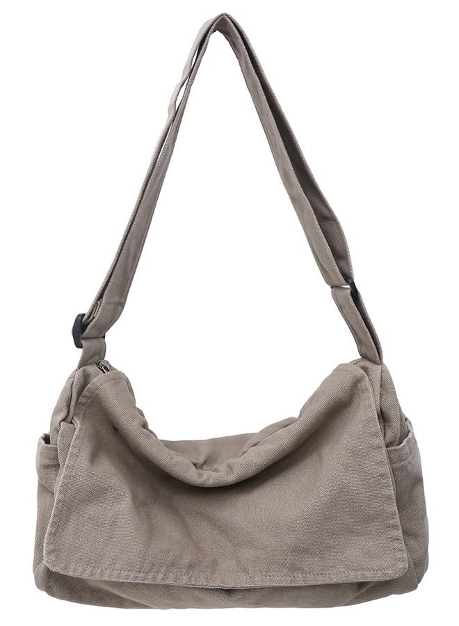 Collsants Messenger Bag for Women Men Satchel Bag Canvas Crossbody Shoulder Bag Casual Sling Bag(grey) - Image 1